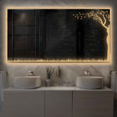 Specchio LED Rettangolare | Controllo tramite interruttore a muro | Luce bianca calda - Reyze Serie Good Vibes Modello 8